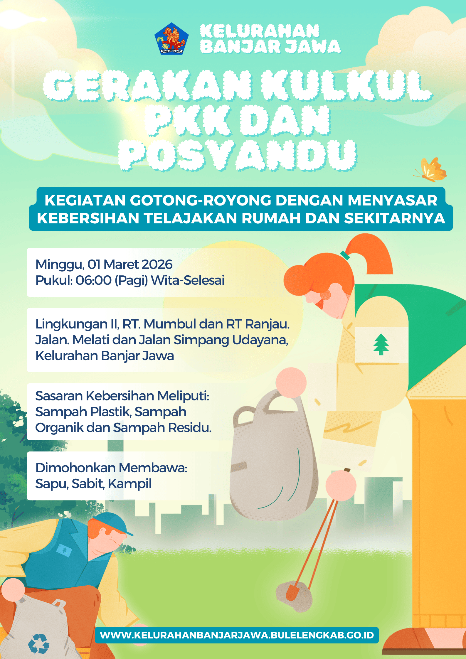 Jadwal Gerakan Kulkul PKK dan Posyandu Gotong-Royong Bulan Maret 2026
