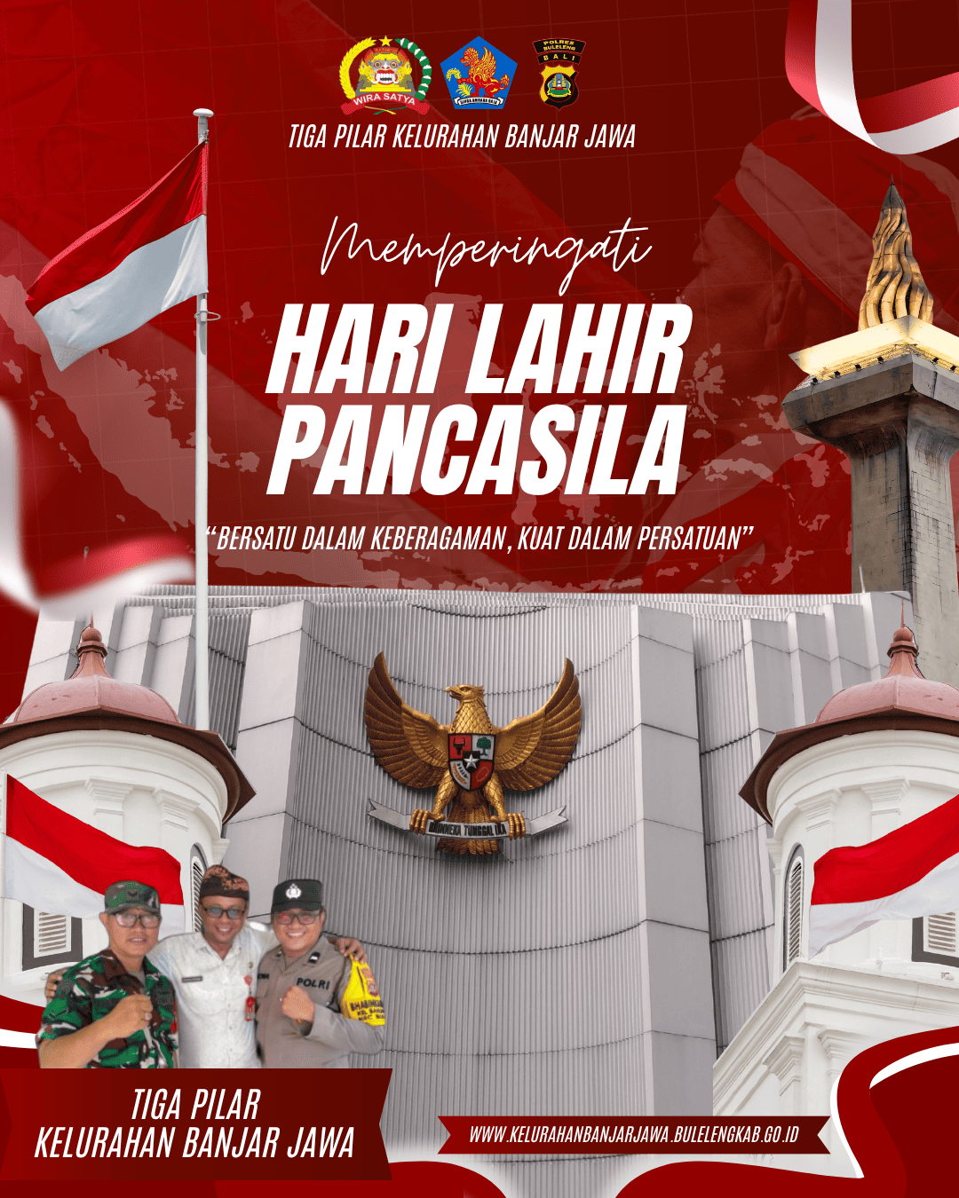 Tiga Pilar Kelurahan Banjar Jawa Mengucapkan Selamat Memperingati Hari Lahir Pancasila Tgl 1 Juni 2026