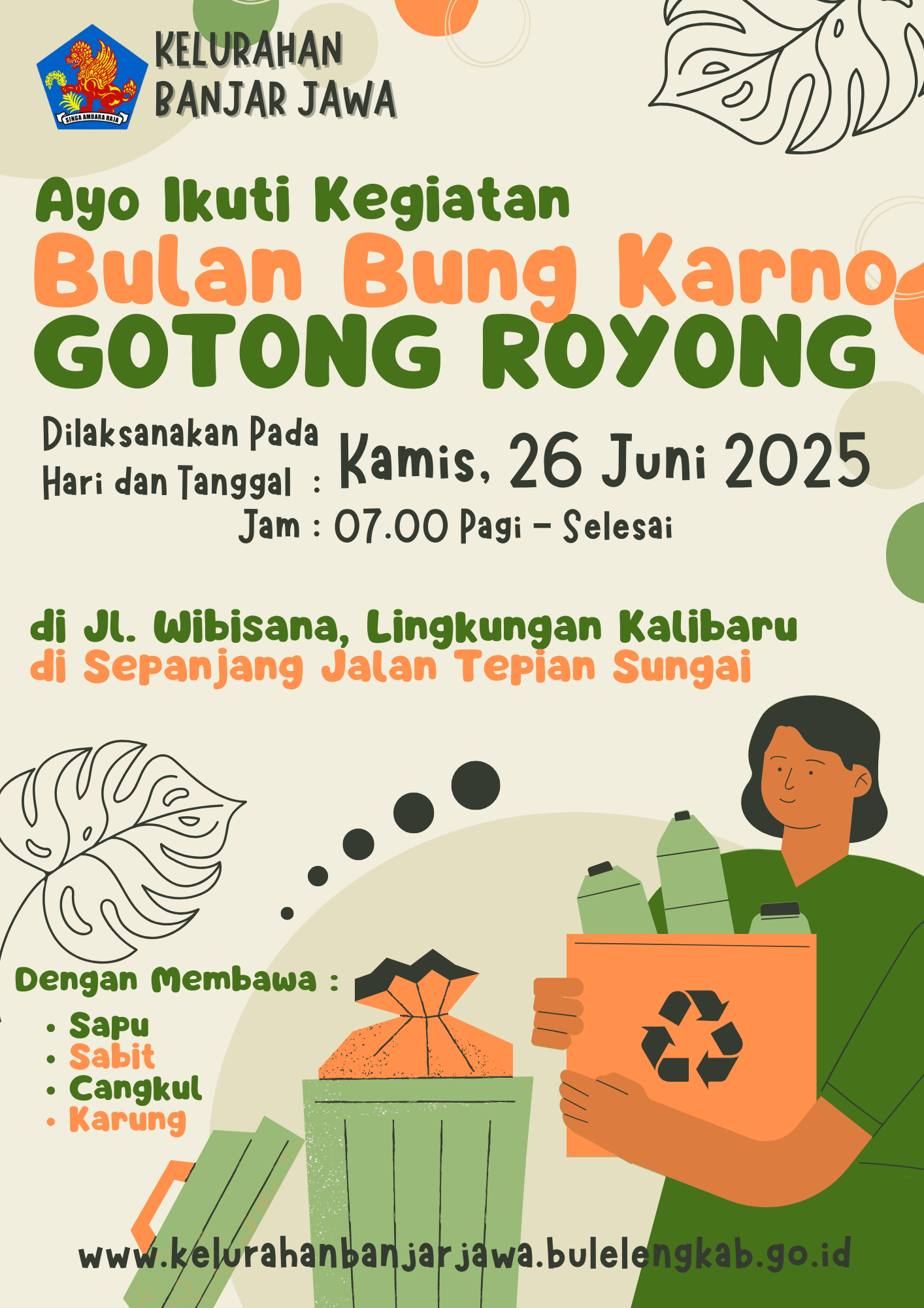 Jadwal Bulan Bung Karno Gotong Royong Tanggal 26 Juni 2025 Kelurahan Banjar Jawa
